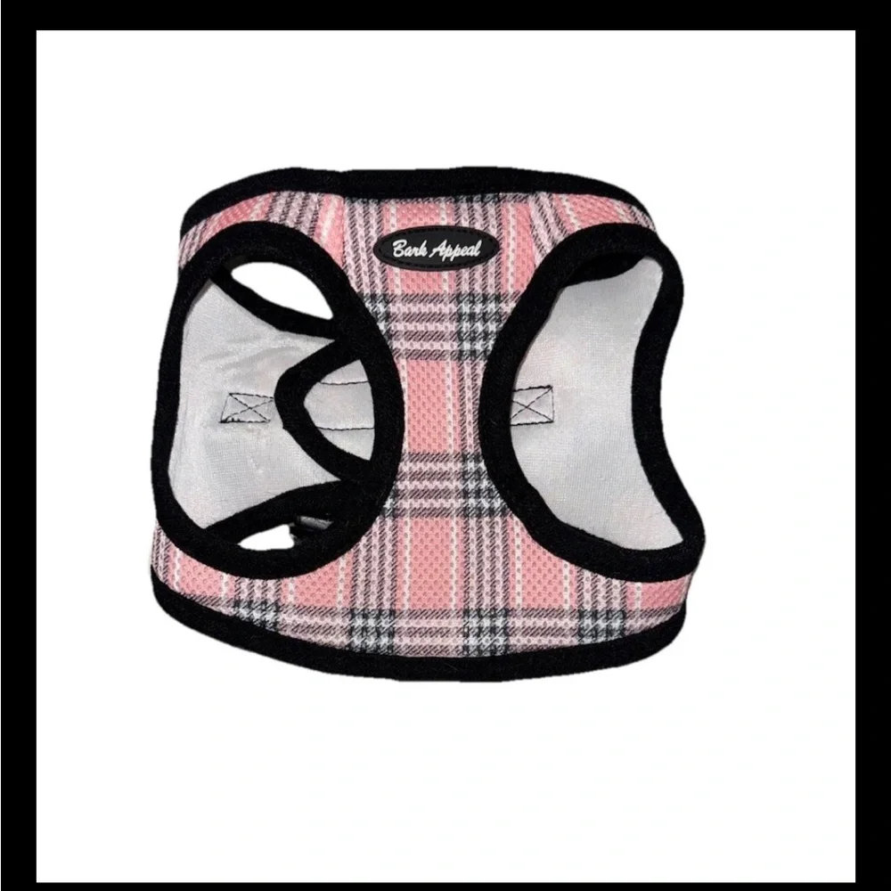 Bark Appeal Pink Plaid Dog Harness Large